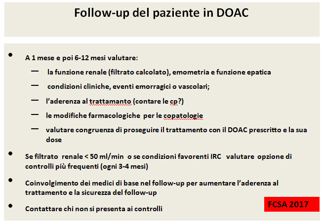 Follow up paziente in DOAC